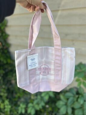 Trader Joe’s Pink and Cream Striped Canvas Tote Bag
